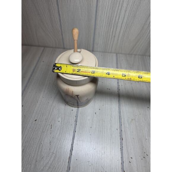 Vtg Yesteryears Hand Turned Honey Pot Texas USA Handmade Bee Hive Floral Country - Picture 8 of 8